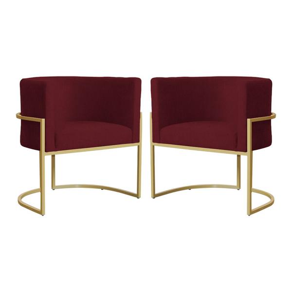 Imagem de Kit 02 Poltronas Decorativa Luana Base em Metal Bronze Suede - MALTA DECOR