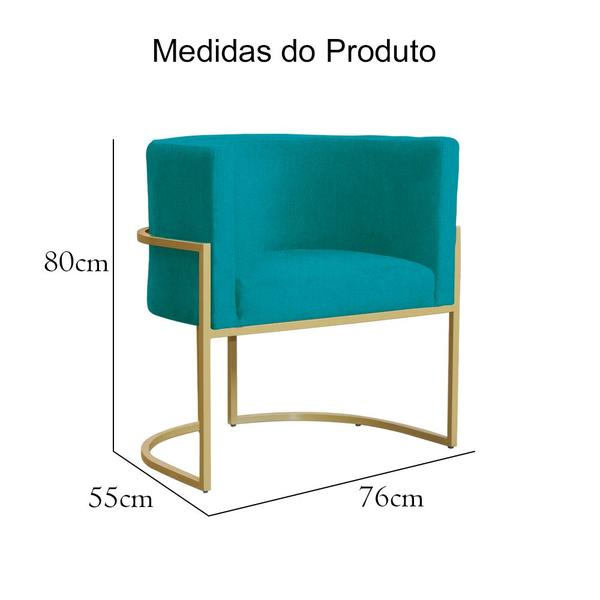 Imagem de Kit 02 Poltronas Decorativa Luana Base em Metal Suede - MALTA DECOR