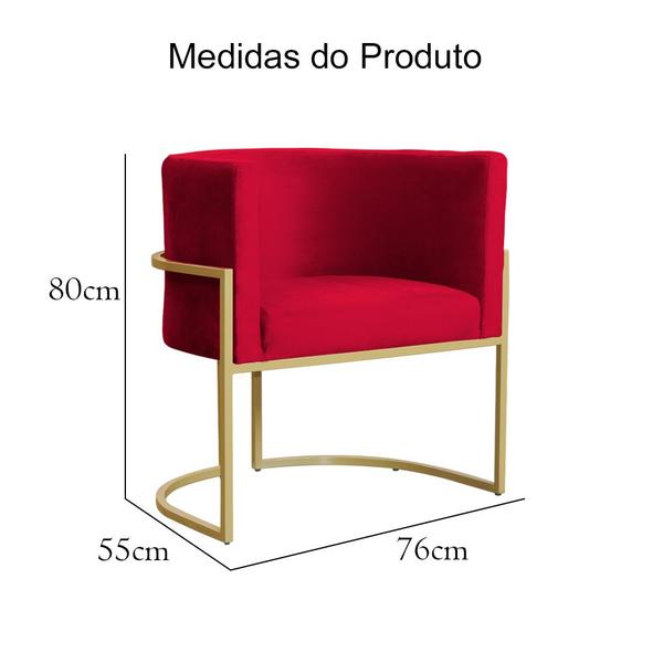 Imagem de Kit 02 Poltronas Decorativa Luana Base em Metal Veludo - MALTA DECOR