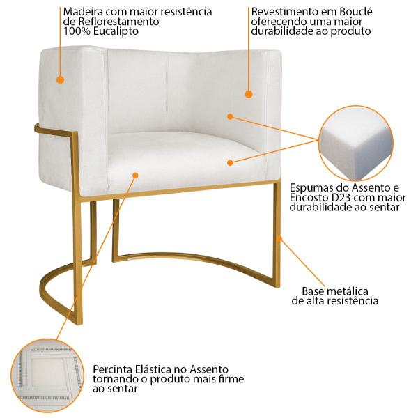 Imagem de Kit 02 Poltronas Decorativa Luna Base de Ferro Dourado Bouclé