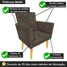 Imagem de Kit 02 Poltronas Decorativa Maitê Marrom para sala recepção