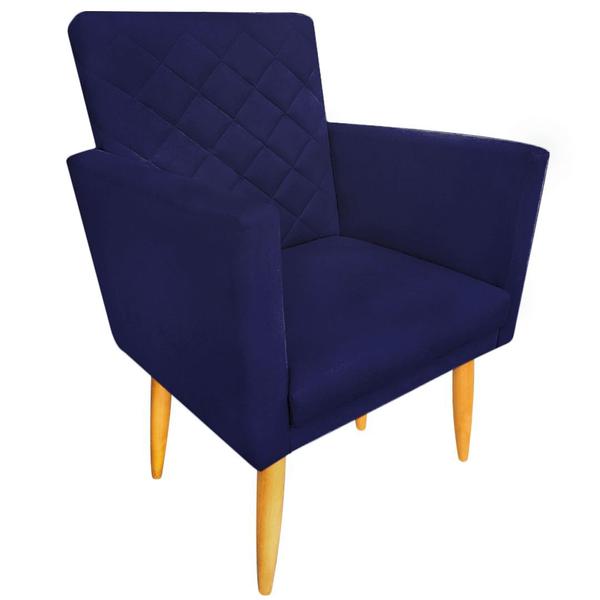 Imagem de Kit 02 Poltronas Decorativa Maitê Suede Azul Marinho leitura - 2M Decor