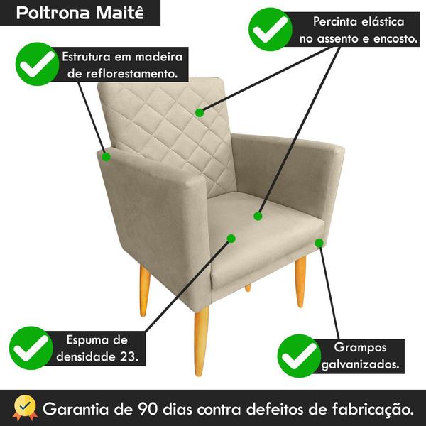 Imagem de Kit 02 Poltronas Decorativa Maitê Suede Bege para recepção - 2M Decor