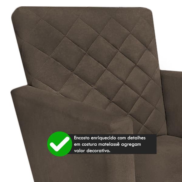 Imagem de Kit 02 Poltronas Decorativa Maitê Suede Marrom - 2M Decor