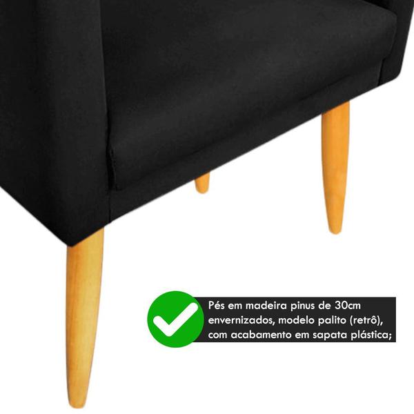 Imagem de Kit 02 Poltronas Decorativa Maitê Suede Preto - 2M Decor