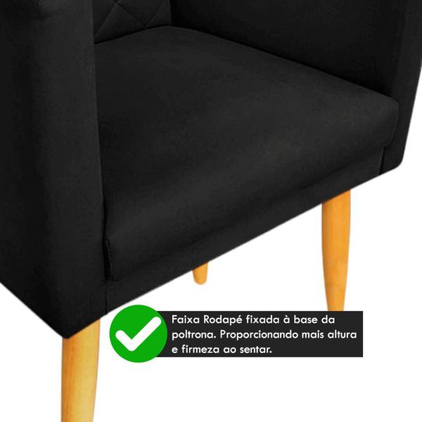 Imagem de Kit 02 Poltronas Decorativa Maitê Suede Preto para leitura - 2M Decor