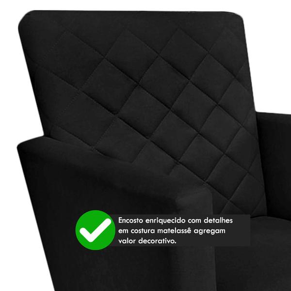 Imagem de Kit 02 Poltronas Decorativa Maitê Suede Preto para quarto - 2M Decor