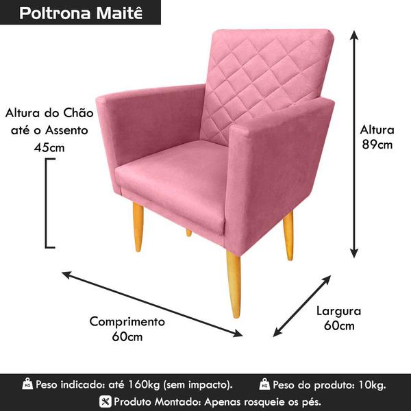 Imagem de Kit 02 Poltronas Decorativa Maitê Suede Rosa - 2M Decor