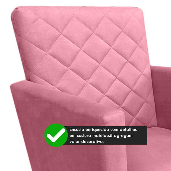 Imagem de Kit 02 Poltronas Decorativa Maitê Suede Rosa para escritório - 2M Decor