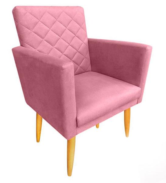 Imagem de Kit 02 Poltronas Decorativa Maitê Suede Rosa para quarto