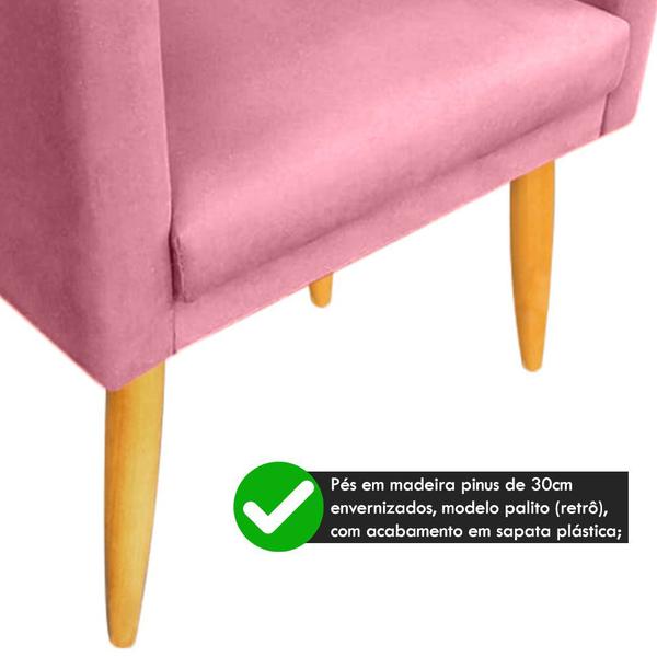 Imagem de Kit 02 Poltronas Decorativa Maitê Suede Rosa sala e recepção - 2M Decor