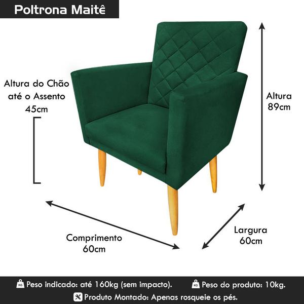 Imagem de Kit 02 Poltronas Decorativa Maitê Suede Verde para sala - 2M Decor