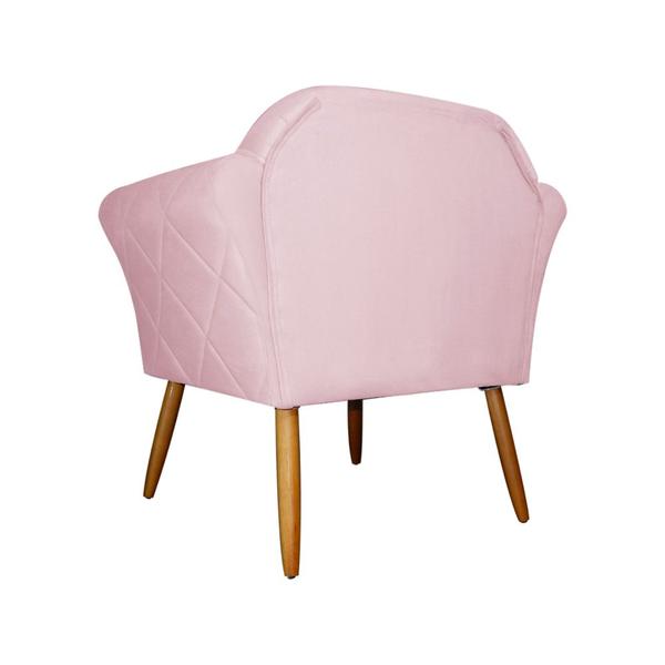 Imagem de Kit 02 Poltronas Decorativa Marcela Pés Palito Suede Rosa Bebê - DS Estofados