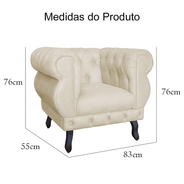 Imagem de Kit 02 Poltronas Decorativa Maya Pés Luis XV Suede Bege - DS Estofados