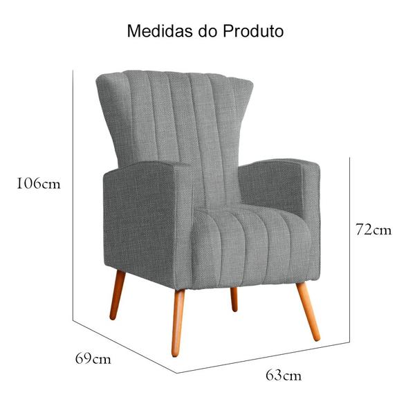 Imagem de Kit 02 Poltronas Decorativa Melinda Pés Palitos Linho Cores - DS Estofados