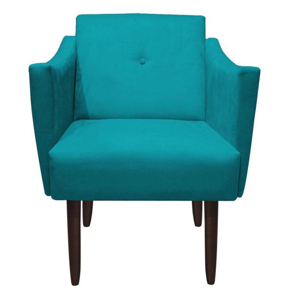 Imagem de Kit 02 Poltronas Decorativa Naty Pés Palito Suede Azul Tiffany - D'Classe Decor