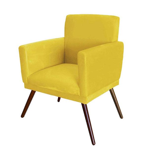 Imagem de Kit 02 Poltronas Decorativa Nina Rodapé Suede Amarelo - SA Móveis