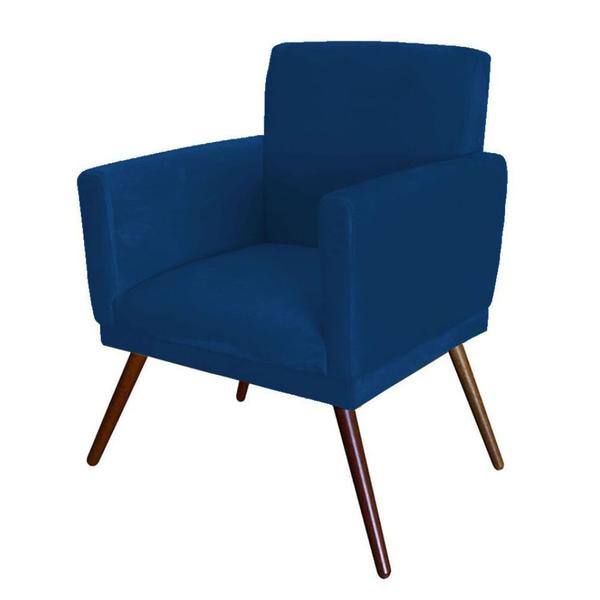 Imagem de Kit 02 Poltronas Decorativa Nina Rodapé Suede Azul Marinho -