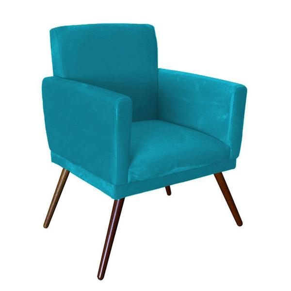 Imagem de Kit 02 Poltronas Decorativa Nina Rodapé Suede Azul Turquesa - SA Móveis