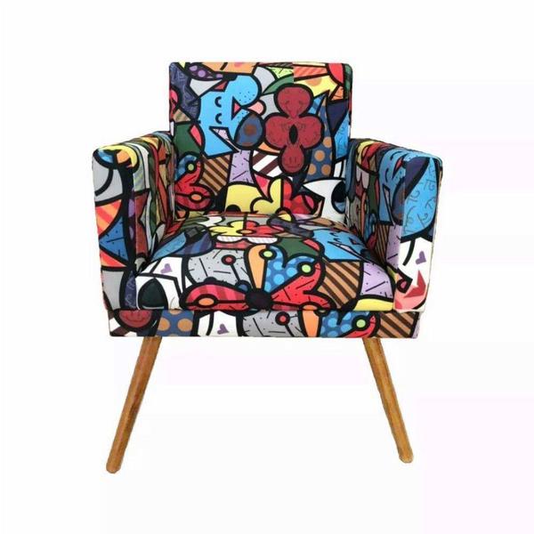 Imagem de Kit 02 Poltronas Decorativa Nina Rodapé Suede Romero Brito - SA Móveis