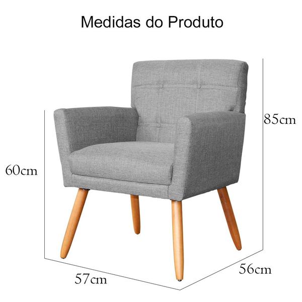 Imagem de Kit 02 Poltronas Decorativa Onix Linho Cores Variadas - DS Estofados