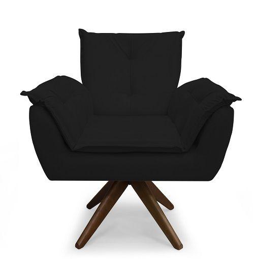 Imagem de Kit 02 Poltronas Decorativa Opala Base Giratória Suede Preto - MeularDecor