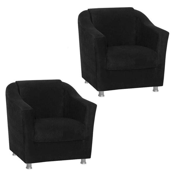 Imagem de Kit 02 Poltronas Decorativa Para Escritório E Sala De Estar Tilla Tecido Suede Preto