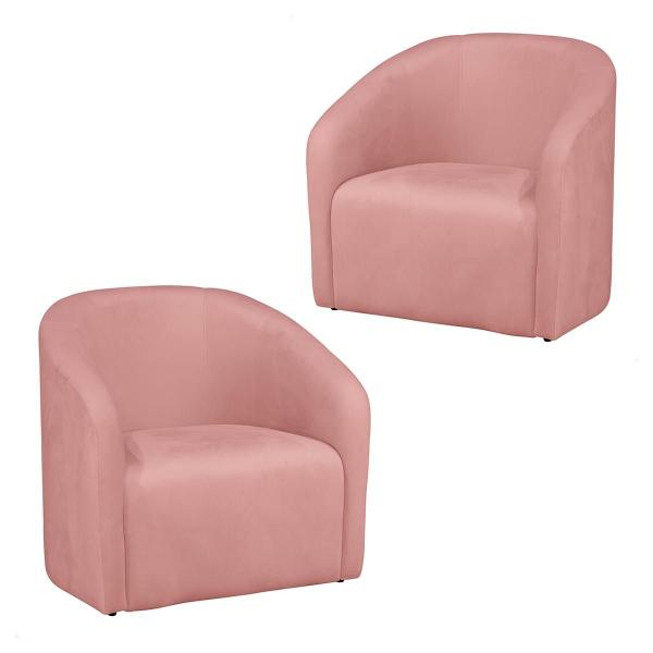 Imagem de Kit 02 Poltronas Decorativa para Sala Cadeira Estofada Recepção Escritório Veludo