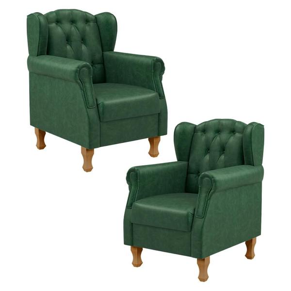 Imagem de Kit 02 Poltronas Decorativa Para Sala De Estar Yara P02 Facto Verde Musgo - Lyam Decor