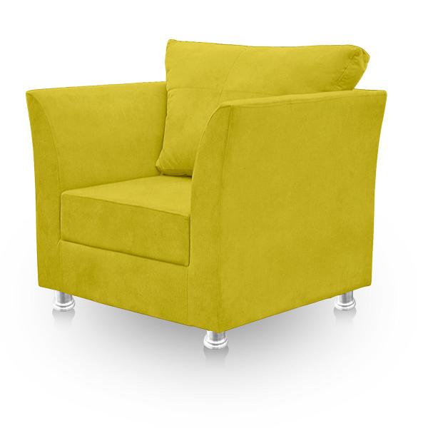 Imagem de Kit 02 Poltronas Decorativa para Sala e Quarto Lisboa Suede Amarelo