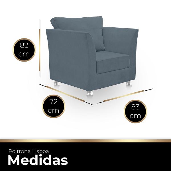 Imagem de Kit 02 Poltronas Decorativa para Sala e Quarto Lisboa Suede  Azul turquesa