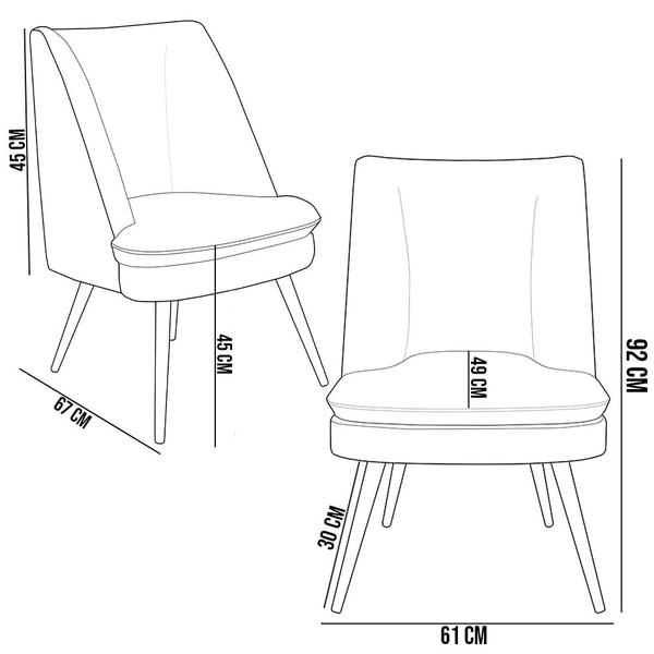 Imagem de Kit 02 Poltronas Decorativa Pérsia Pés Palito D02 Veludo Preto C-300 Corano Marrom B-38 - Lyam Decor