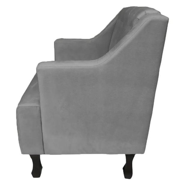 Imagem de Kit 02 Poltronas Decorativa Pés Luis XV Gênises Encosto Estilo Capitonê Suede Cinza - DS Estofados