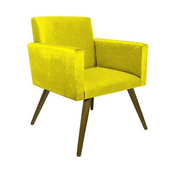 Imagem de Kit 02 Poltronas Decorativa Pés Palito Nina Suede Amarelo -