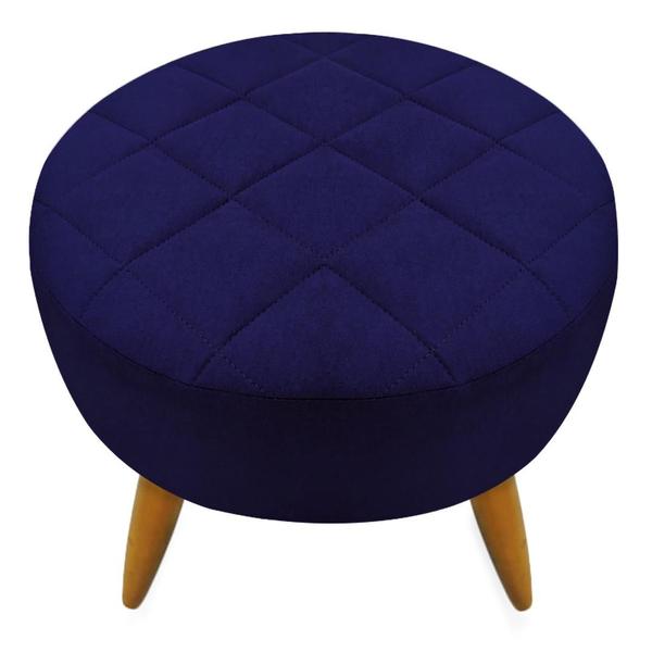 Imagem de Kit 02 Poltronas Decorativa + Puff Maitê  Azul Marinho sala