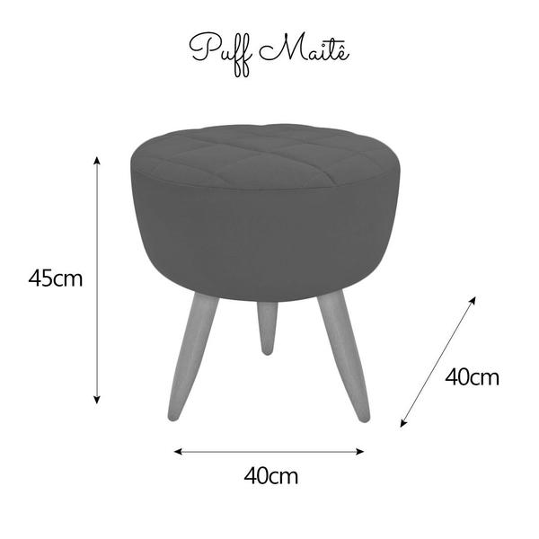 Imagem de Kit 02 Poltronas Decorativa +Puff Maitê Linho Palha - 2M Decor