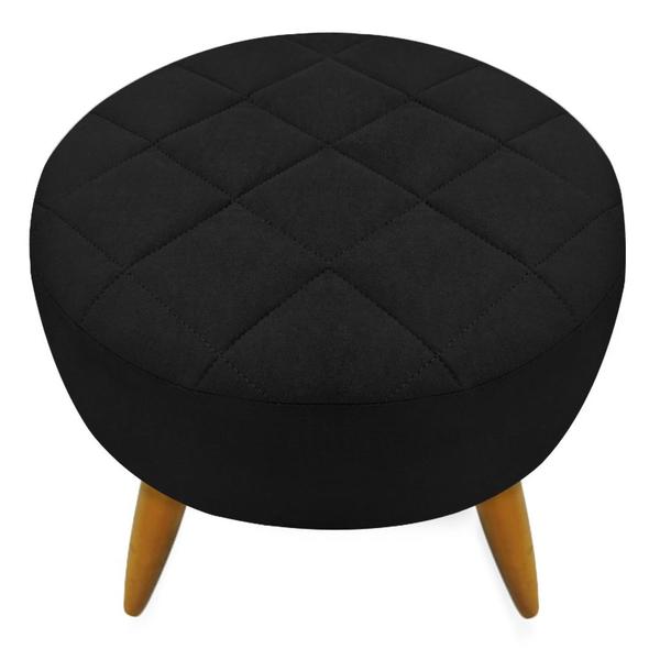 Imagem de Kit 02 Poltronas Decorativa + Puff Maitê Preto penteadeira - 2M Decor