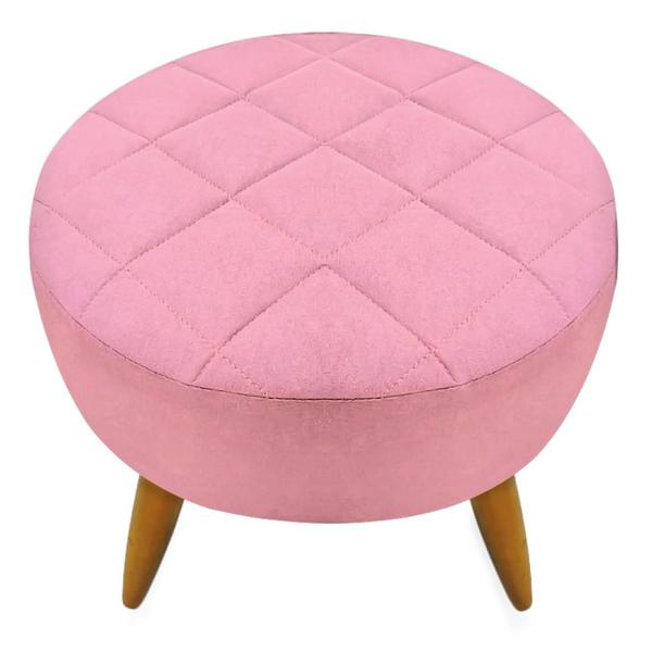 Imagem de Kit 02 Poltronas Decorativa+ Puff Maitê Rosa para escritório