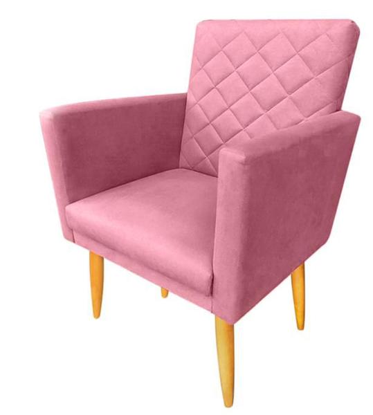 Imagem de Kit 02 Poltronas Decorativa +Puff Maitê Suede Rosa para casa