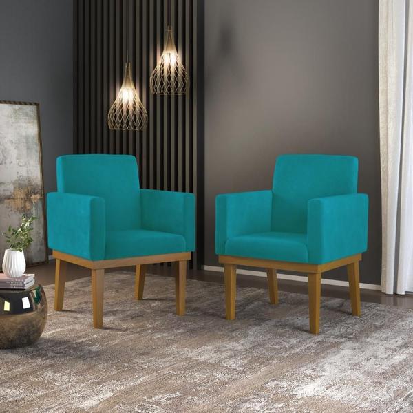 Imagem de Kit 02 Poltronas Decorativa Reforçada Oferta Azul-Turquesa