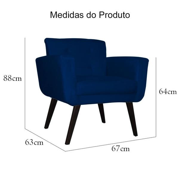 Imagem de Kit 02 Poltronas Decorativa Sala e Recepção Giovanna Suede Azul Marinho - DL Decor