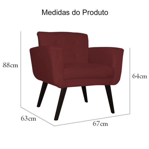 Imagem de Kit 02 Poltronas Decorativa Sala e Recepção Giovanna Suede Vermelho Bordô - DL Decor