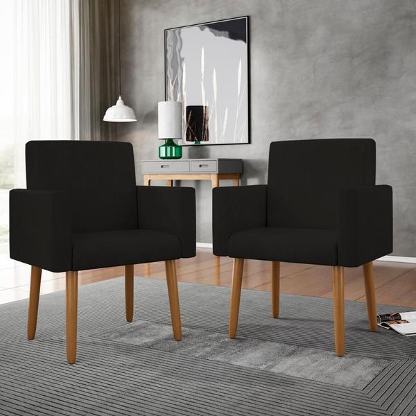 Imagem de Kit 02 Poltronas Decorativa Sala Oferta - Balaqui Decor Preto