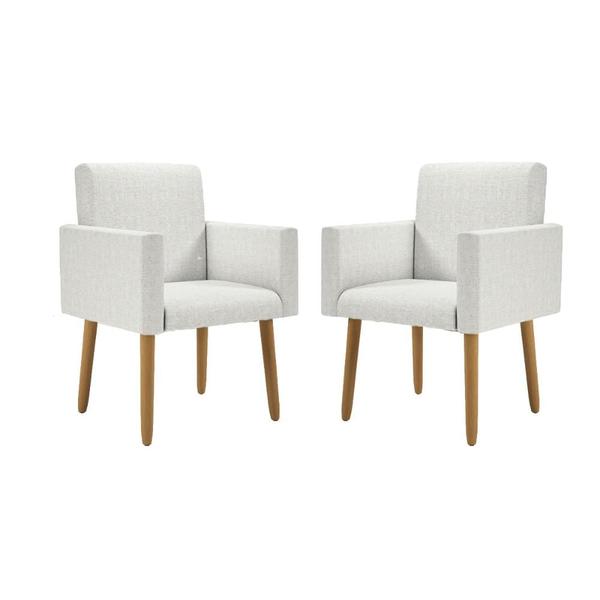 Imagem de Kit 02 Poltronas Decorativa Sala Oferta Linho Balaqui Decor