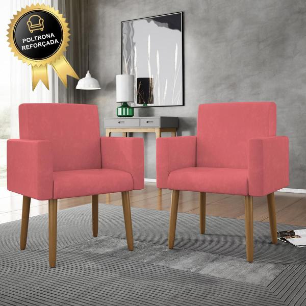 Imagem de Kit 02 Poltronas Decorativa Sala Oferta Rosa