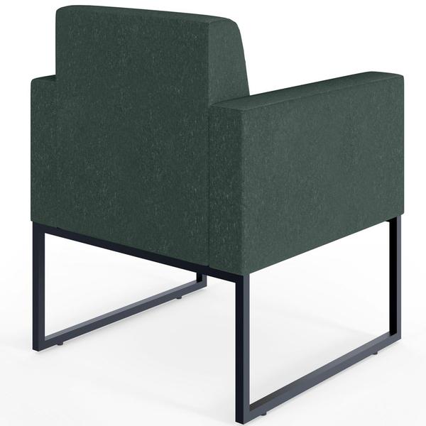 Imagem de Kit 02 Poltronas Decorativa Sala Recepção Base Fixa De Metal Helô L02 Linho Verde Musgo - Lyam Decor