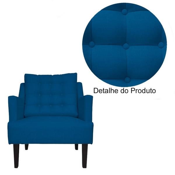 Imagem de Kit 02 Poltronas Decorativa Stefanie Pés Trapézio Tabaco Suede Azul Royal - DS Estofados