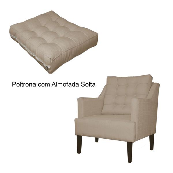 Imagem de Kit 02 Poltronas Decorativa Stefanie Pés Trapézio Tabaco Suede Capuccino - DS Estofados