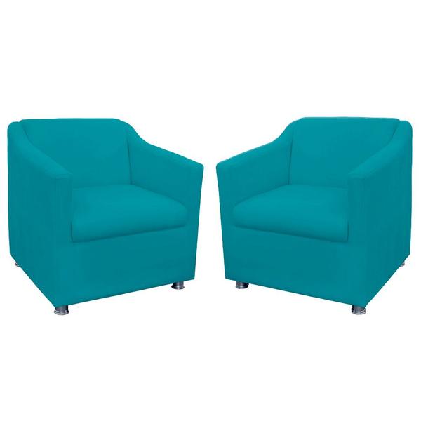 Imagem de Kit 02 Poltronas Decorativa Tilla Pés Cromados Suede Bege - DS Estofados