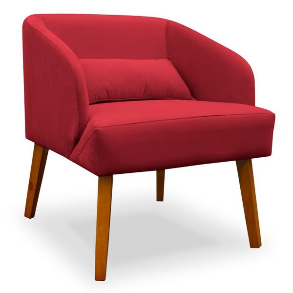 Imagem de Kit 02 Poltronas Decorativa Virgínia Veludo Vermelho - Montanaris Decor